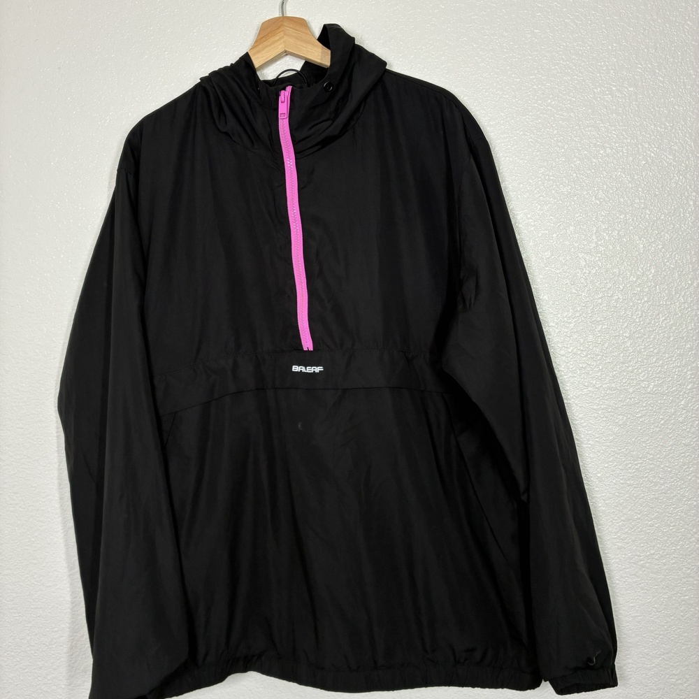 Baleaf Windbreaker Jacket Womens 2XL Black Hooded Half Zip Lightweight Running